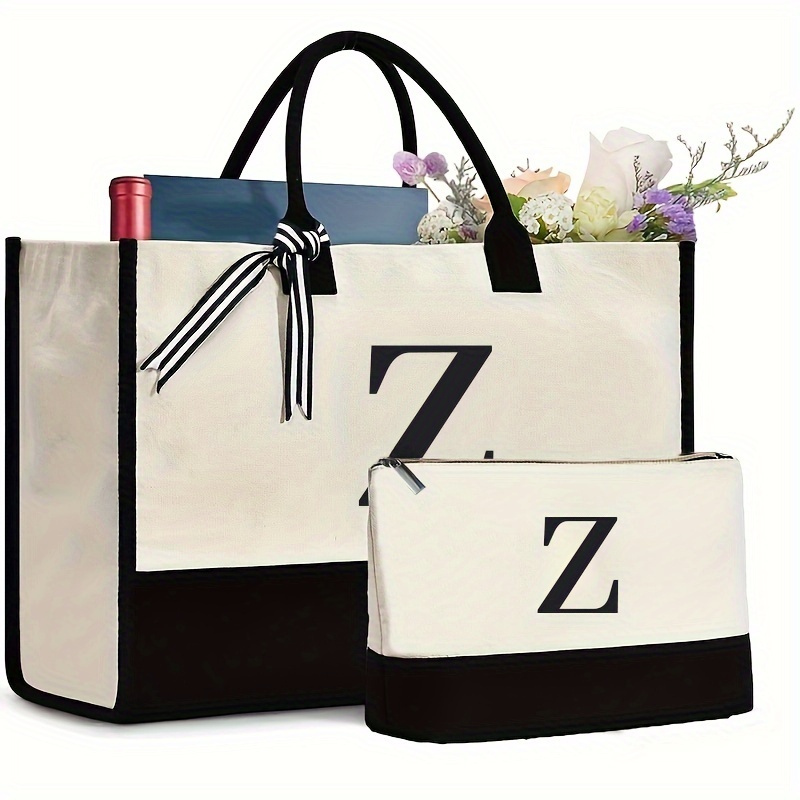 Letter Print Tote Bag, Classic Bag, Large Capacity Shoulder Bag