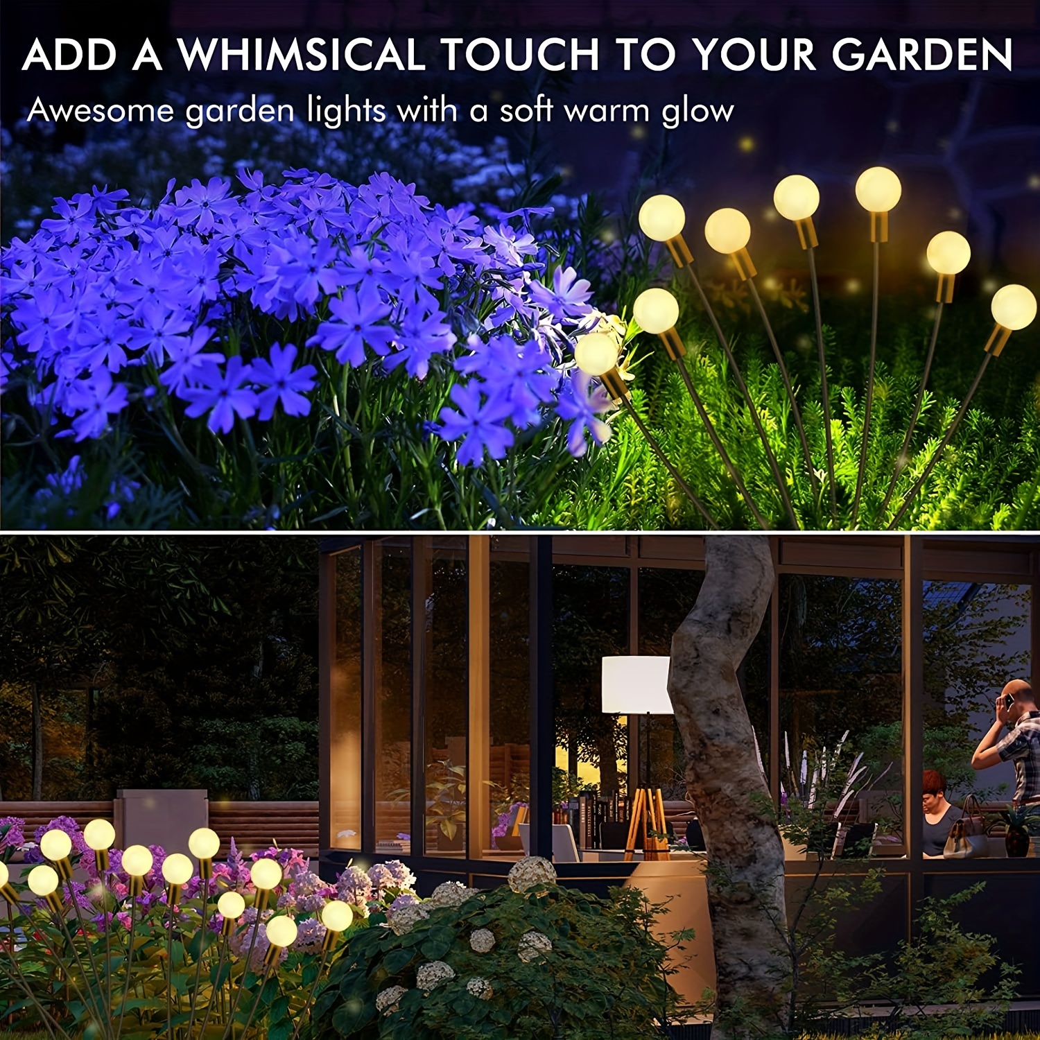 2pcs Firefly Light Garden Solar LED Light Decor Sparkle Stake