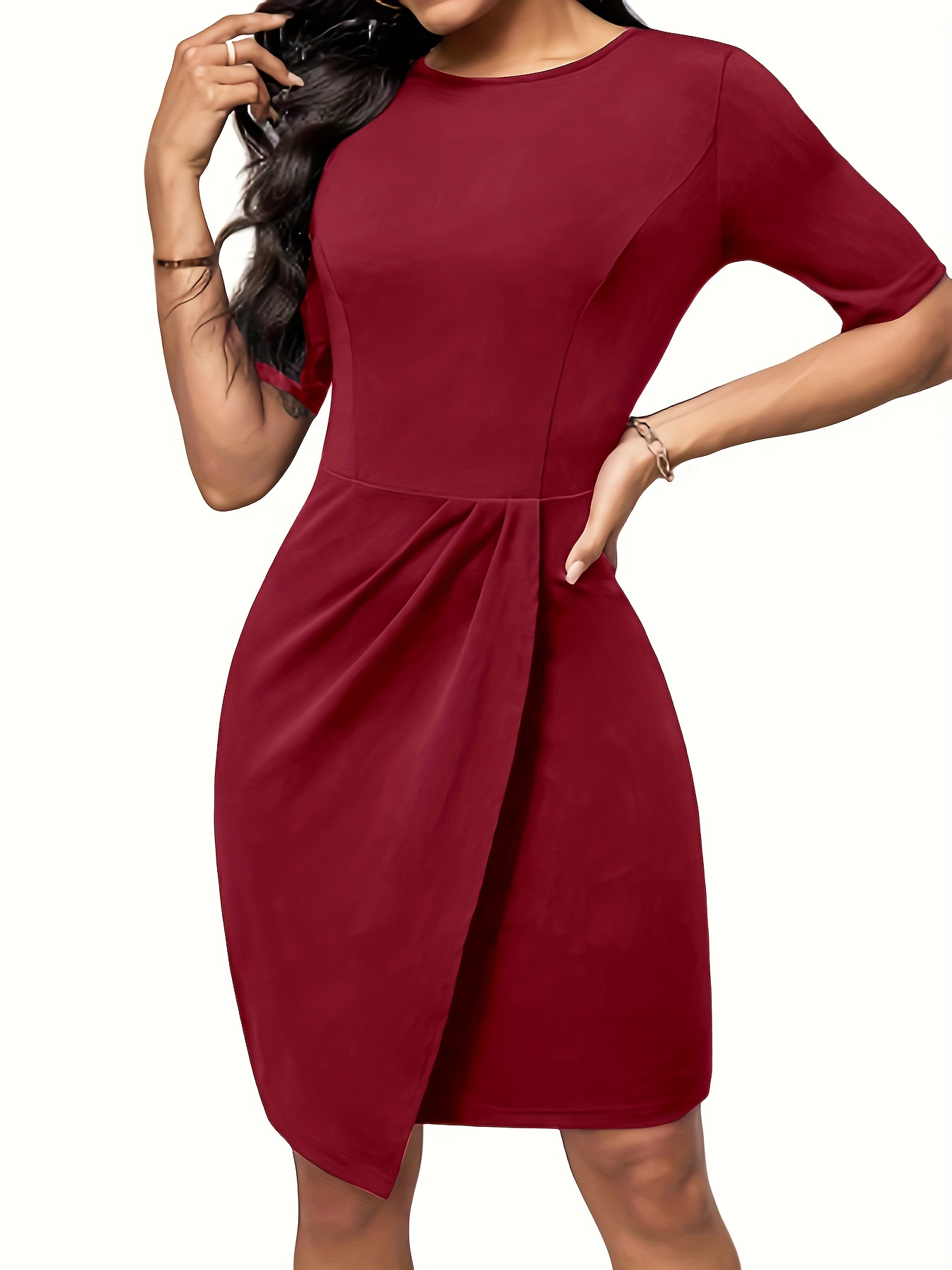 V-neck Zipper Print Slim Dress, Casual Short Sleeve Waist Summer Bodycon  Dresses, Women's Clothing - Temu Bahrain