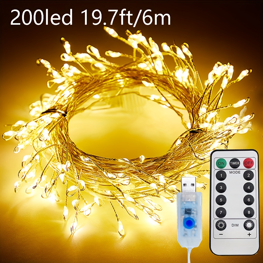 Usb Powered Fairy Lights With Remote 50/100/200 Led - Temu