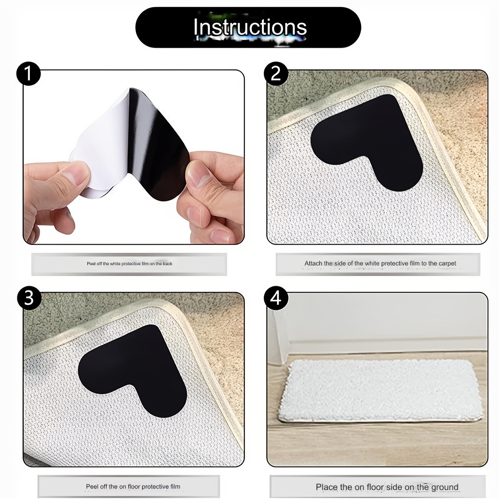12 Pack Rug Gripper, Double Sided Non-Slip Rug Pads for Hardwood Floors and Tile