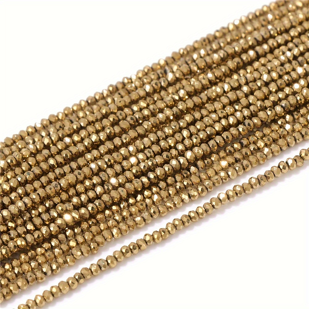 

10 String 2300pcs About 2mm Boutique Polyhedral Super Shiny Crystal Glass Flat Light Golden Beads For Various Holiday Occasions Bracelet Necklace Ring And More Jewelry Decors
