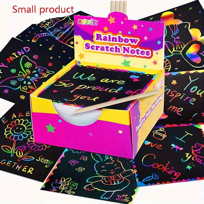 Rainbow Art Paper Set-50pcs Magic Scratch Off Art Craft Supplies Kits For  Kids Girls Boys Black Scratch Notes Sheet Doodle Pad