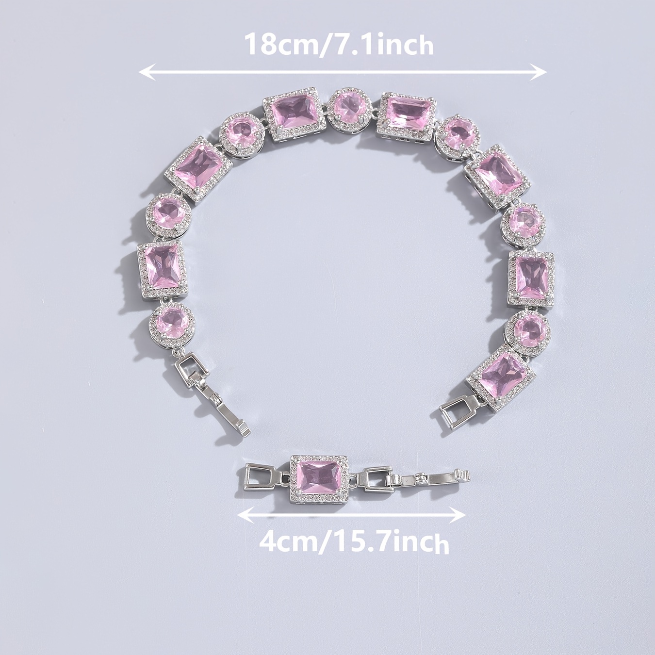  Pink Round Square Shape Zircon Bracelet