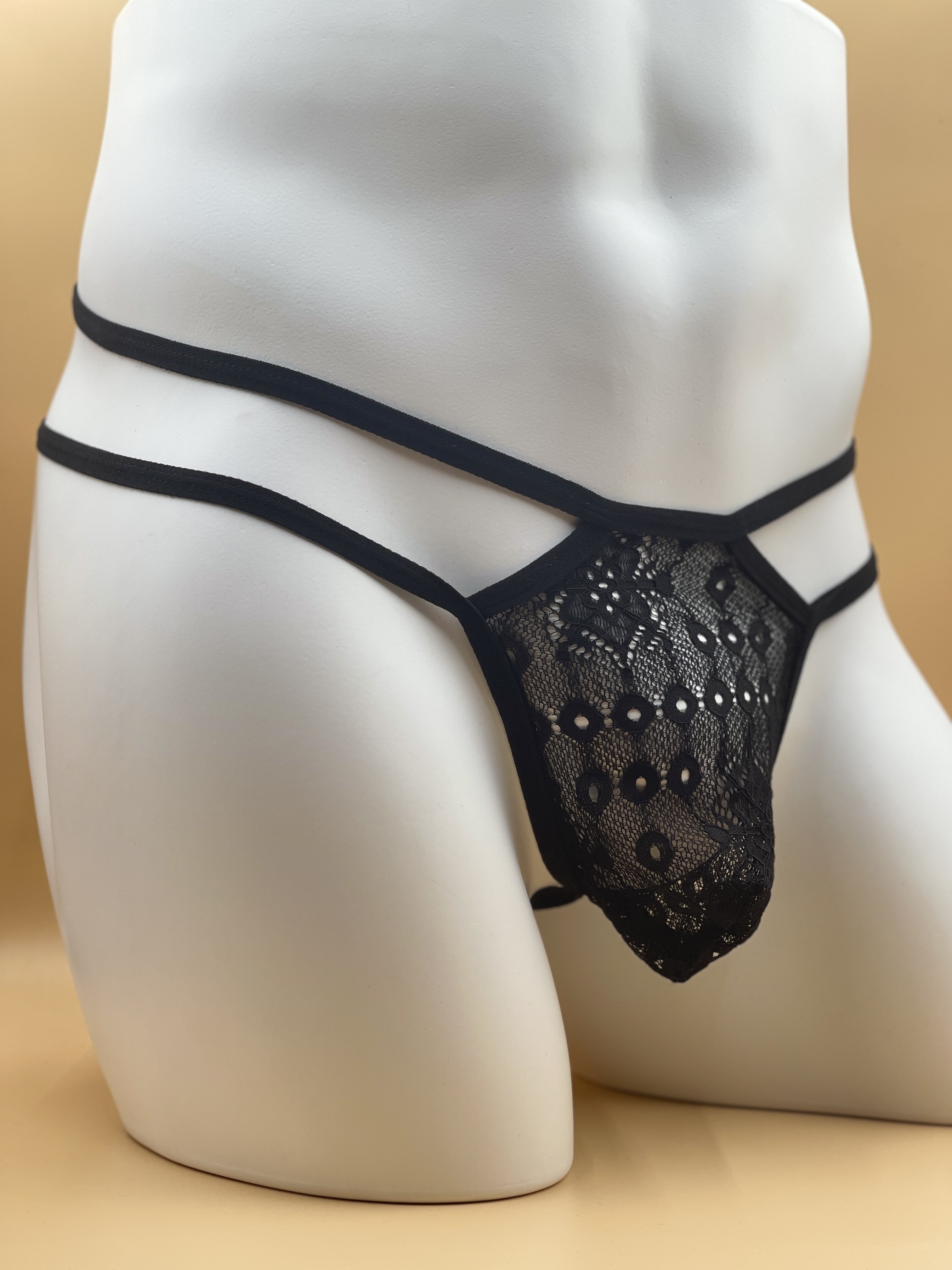 Men's Trendy Lace Thong Low Waist Exposed Buttocks Sexy G - Temu Germany