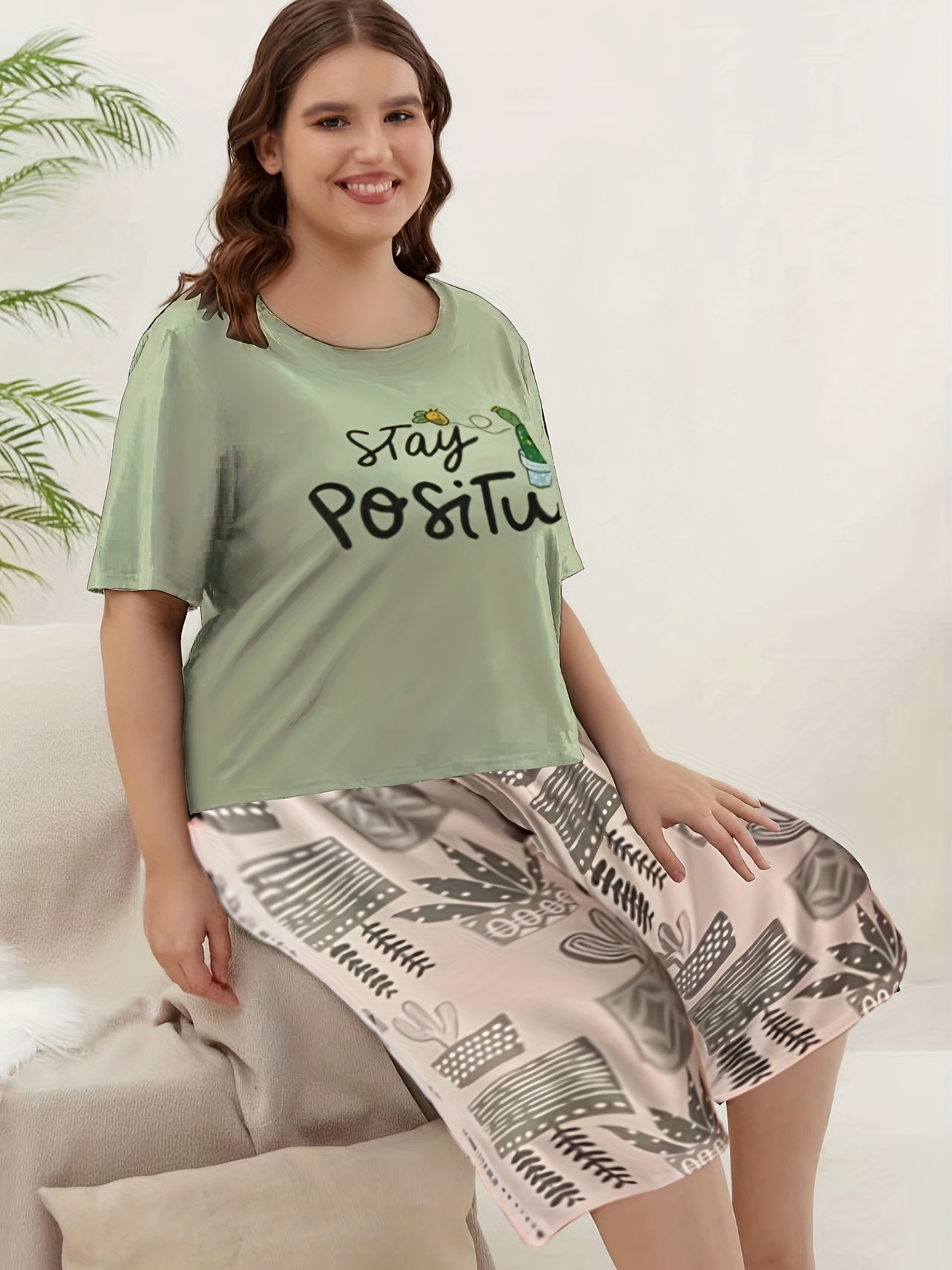  Conjunto de pantalones capri y top para mujer, ropa de dormir  de dos piezas, camiseta de manga corta, cómoda pijama de verano, pantalones  con bolsillos, Gris-oscuro : Ropa, Zapatos y Joyería