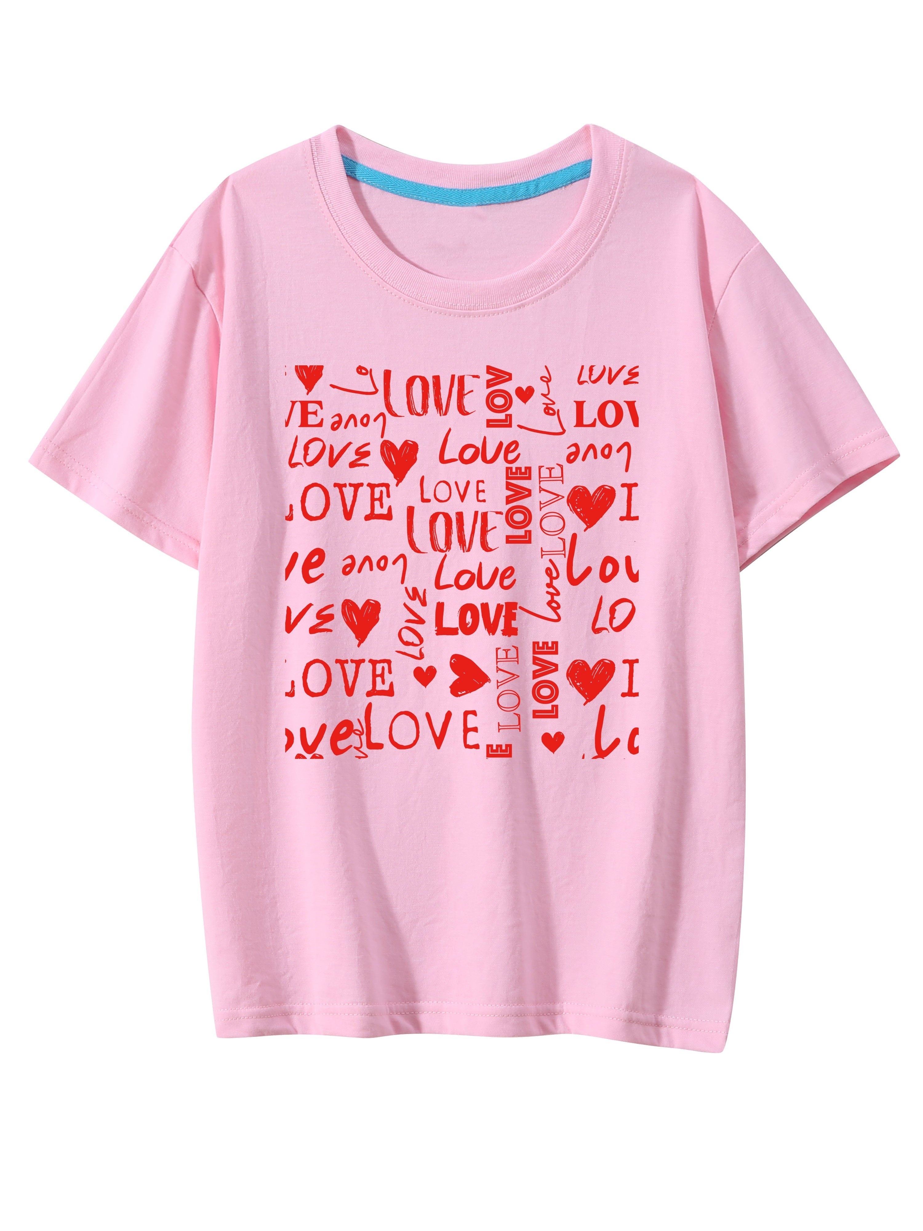 Girls T shirt ''love'' Graphic Short Sleeve Tee Shirt Kids - Temu