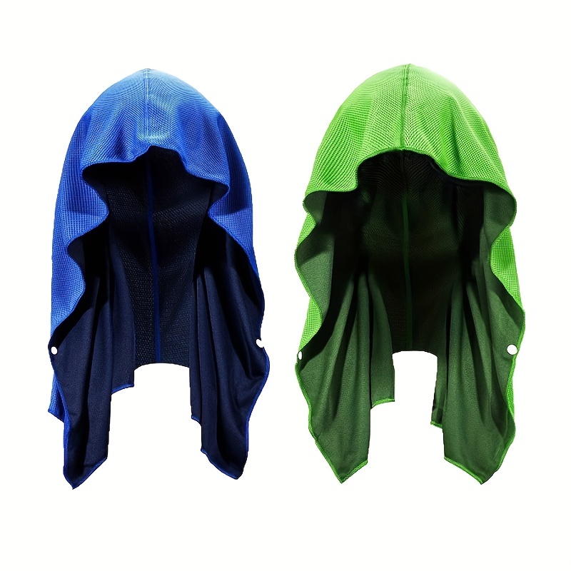 1pc Blue U-shaped Cooling Hooded Towel Shirt For Beach, Camping