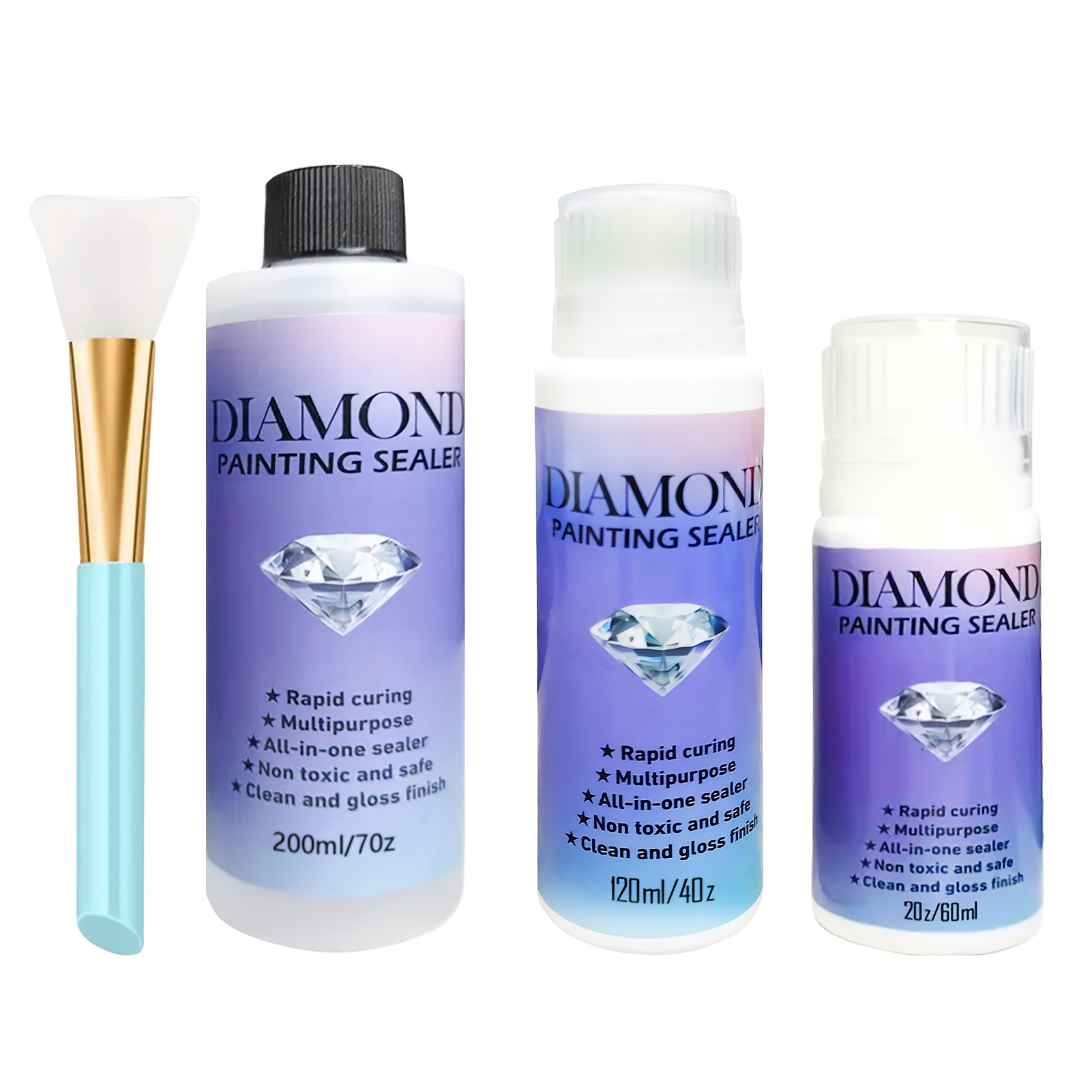  Diamond Painting Sealer 240 ML/8 OZ with Silicone Brush, 5D  Diamond Art Sealer Permanent Hold Shine Effect for Protect Diamond Painting  and Puzzle, Non-Toxic Glue Used by Adult and Children Safely