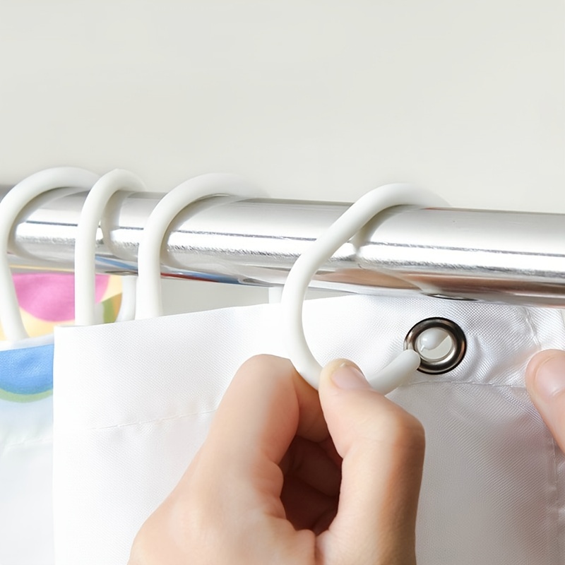 12pcs Plastic Shower Curtain Rings Hooks
