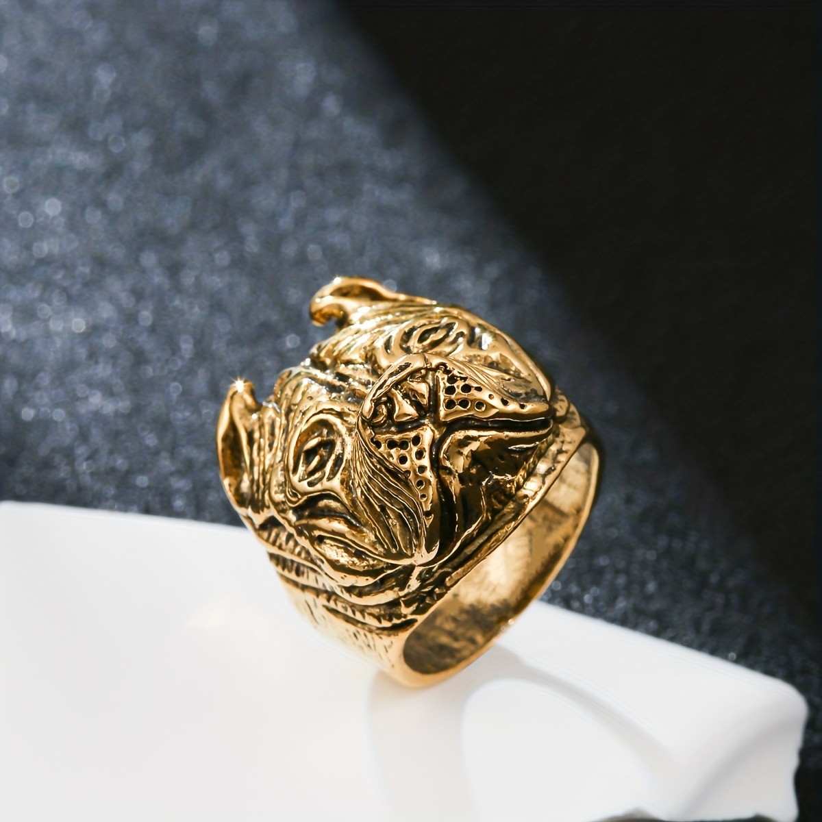 Mens gold bulldog clearance ring