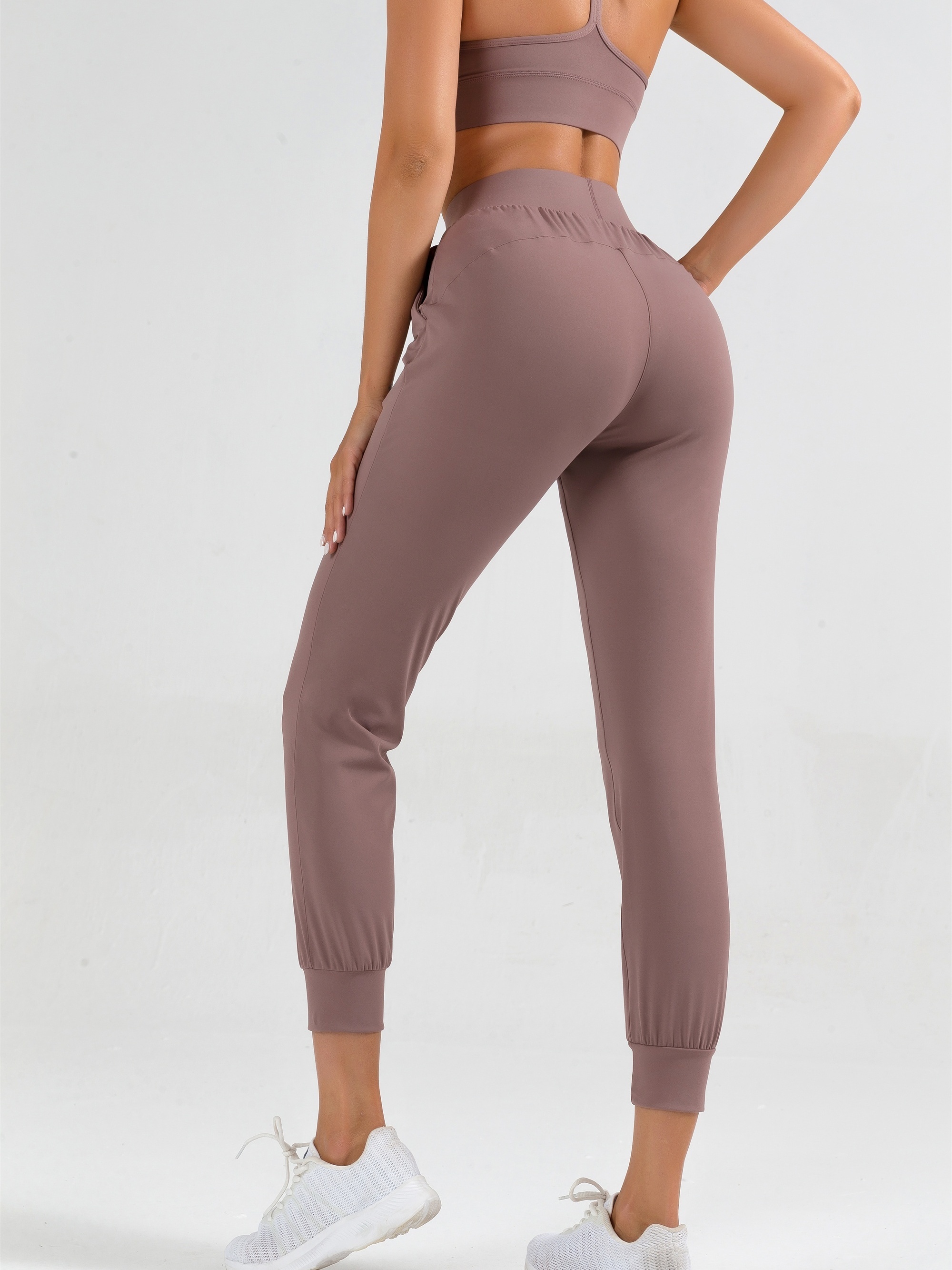 Pantalones de yoga para mujer, cintura alta, casuales, holgados, cómodos,  largos, color sólido, suaves, cómodos, con bolsillos