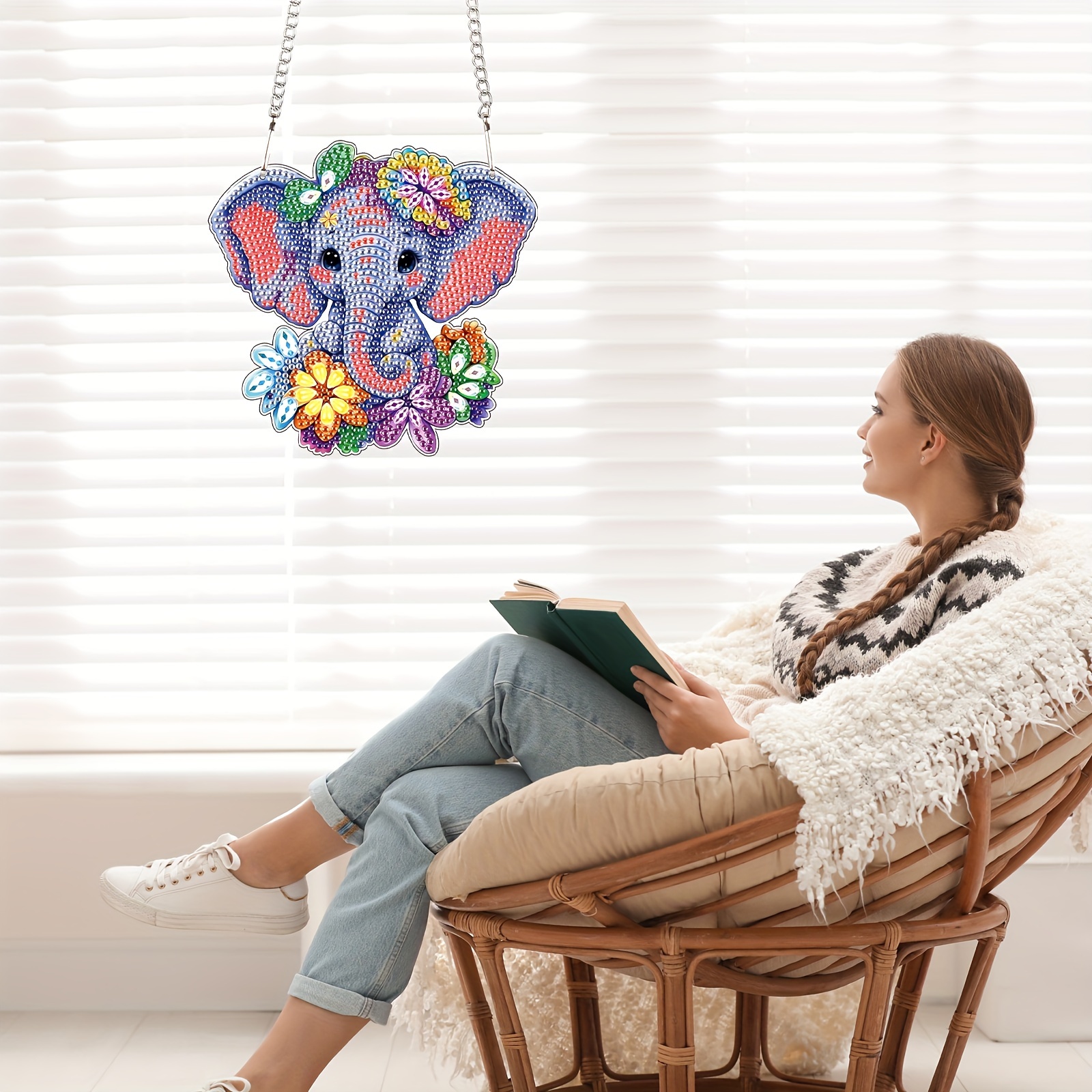 Elephant And Flowers Diamond Painting Kits Diy Hanging Sign - Temu