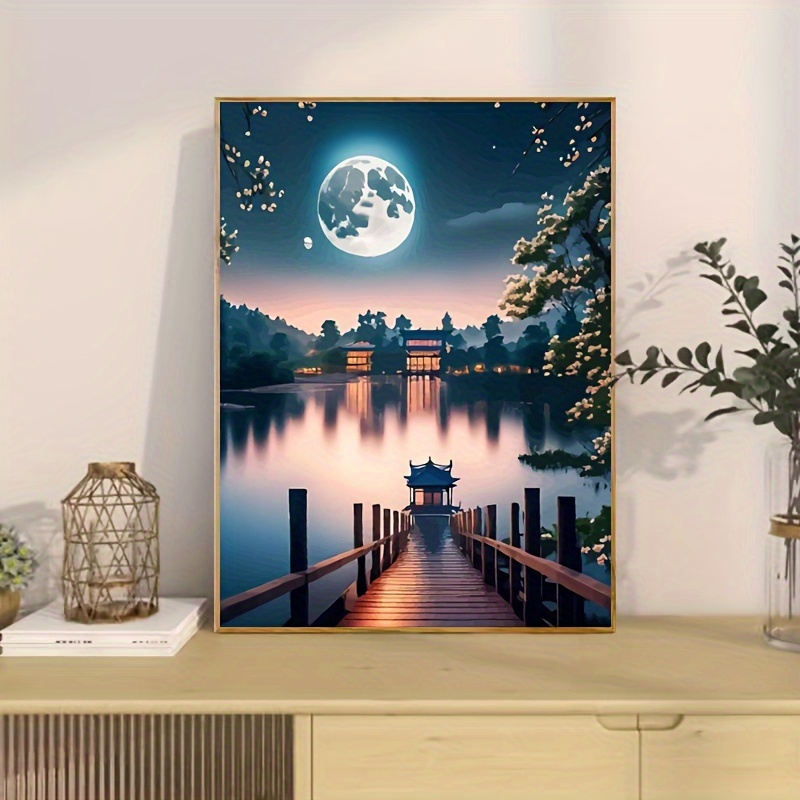 Pittura Numeri Adulti Paesaggi Lago Luna Kit Pittura Numeri - Temu