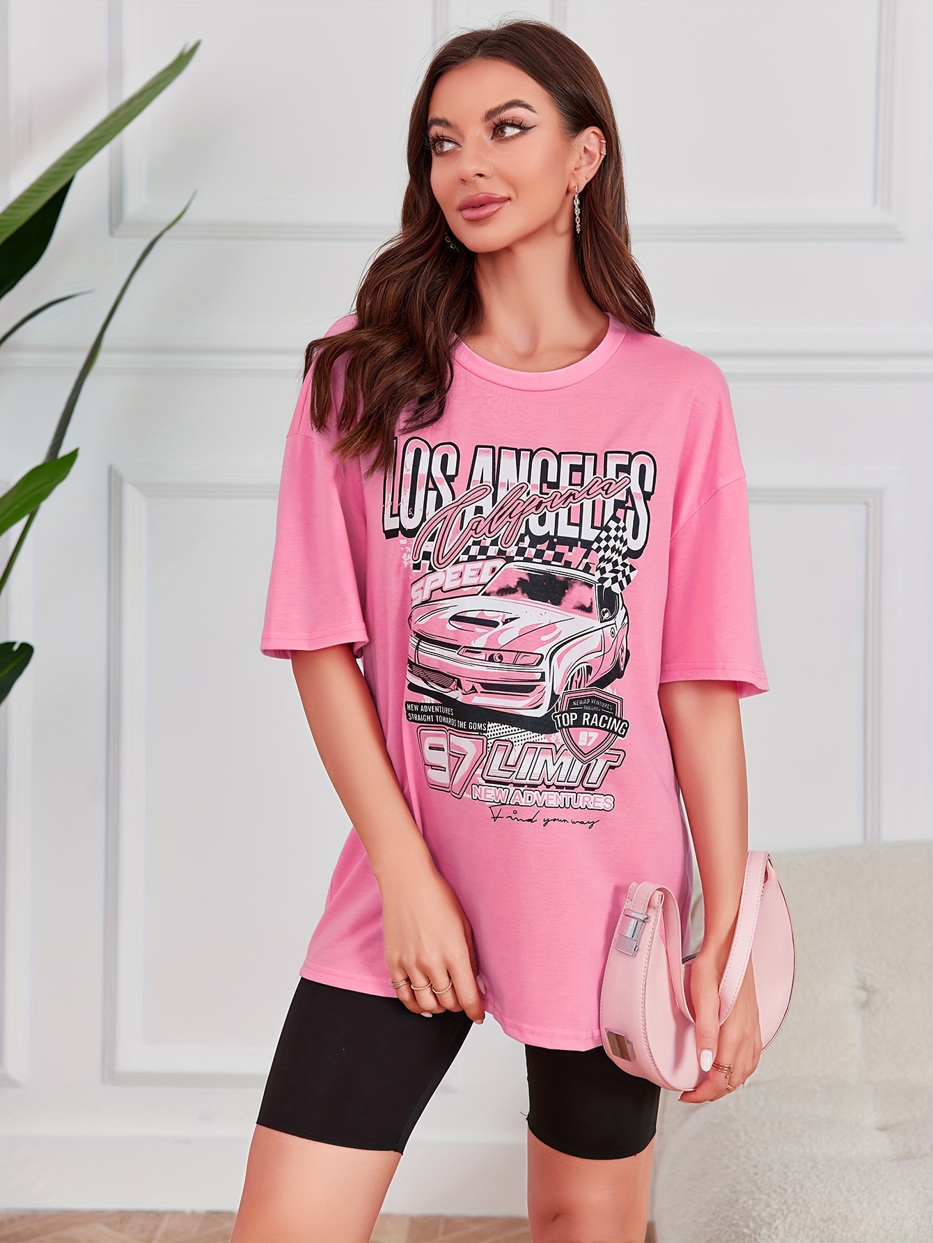 Womens Oversized Los Angeles California Graphic T Shirts Half