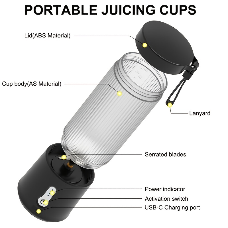 Licuadora Portátil Para Batidos Y Batidos, Licuadora De Viaje Personal Para  Proteínas Con Batería Recargable USB De 4000 MAh, Triturar Hielo, Frutas Y  Bebidas Congeladas, Mini Vaso De Viaje De 18 Onzas - Temu