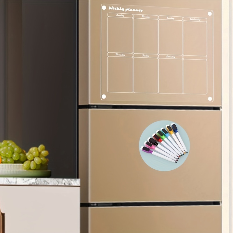 Acrylic Calendrier Hebdomadaire Magnétique Pour Frigo, Calendrier  Magnétique Pour Frigo Effaçable À Sec, Planificateur Hebdomadaire Clair  Pour Frigo, 15,8 x11,7 Pouces Planificateur Hebdomadaire Clair Pour  Réfrigérateur Comprend 8 Marqueurs De Couleurs 