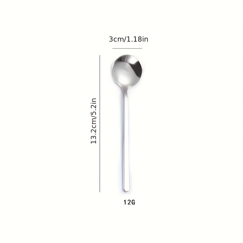 Stainless Steel Long Handle Small Round Spoon Mixing Coffee Dessert