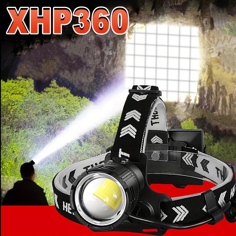 1pc Súper Brillante Xhp360 Led Linterna Frontal Linterna - Temu