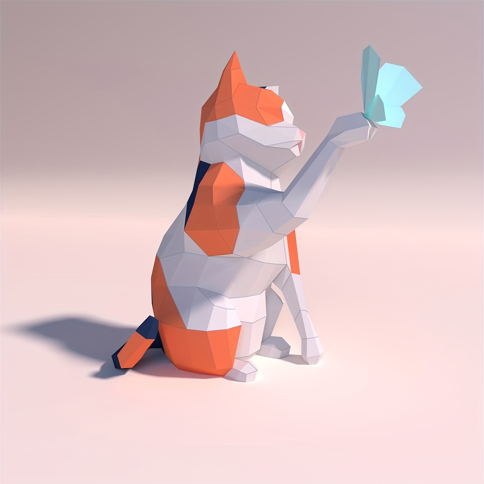 3D Sculpture De Chat En Papier, Modèle En Papier 3D Low Poly Sans Découpe,  Animaux En Origami En Papier, Kit De Modèles En Papier, Fournitures