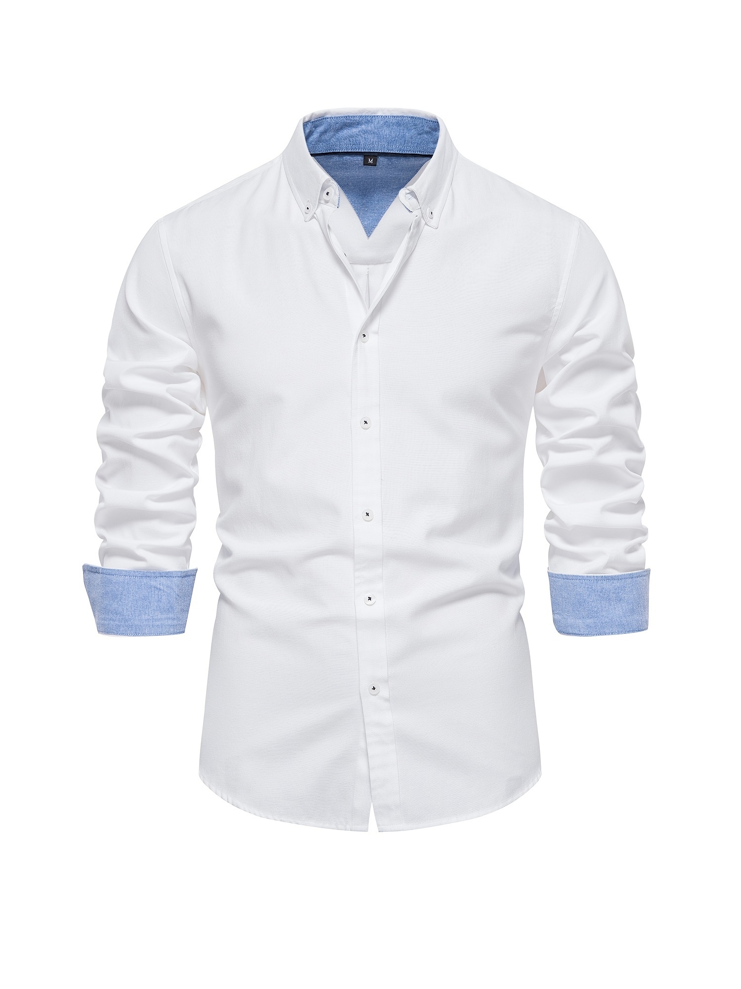 Camisa Oxford Casual De Manga Longa Para Homens, Camisa Confortável Com Botões Para Primavera Outono Ao Ar Livre detalhes 0