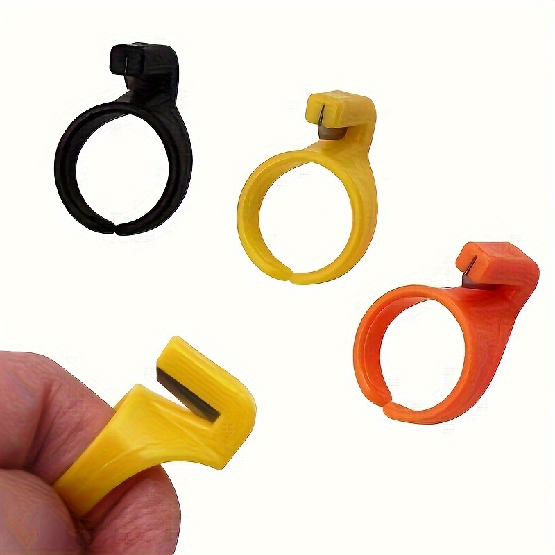 LQ Industrial Thread Cutter Ring 6PCS 3Colors Plastic Thimble Sewing Rings  Yarn Cutters Finger Ring Thread Cutting Tool