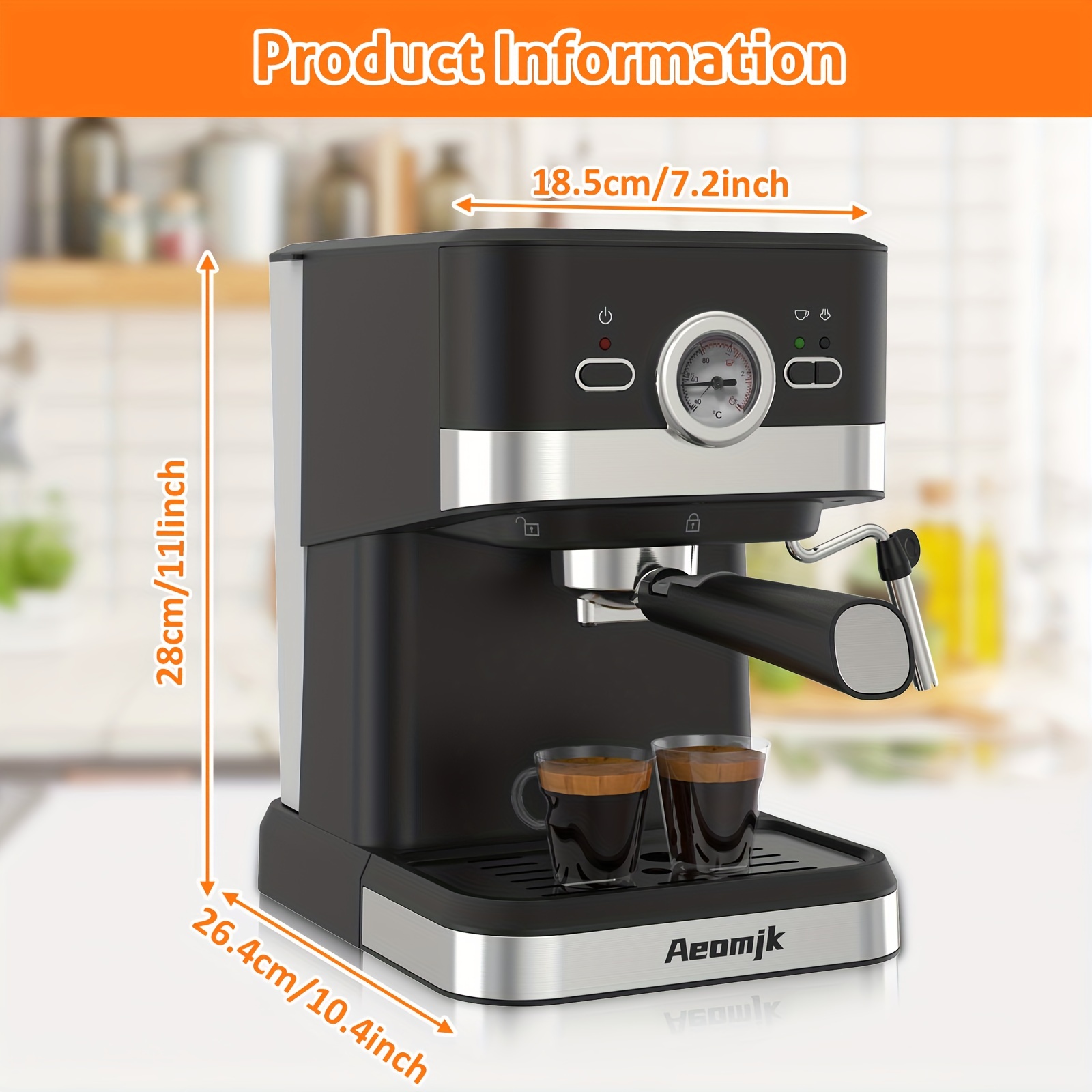 Edoolffe Espresso Coffee Machine With Milk Frother Wand For Espresso, Cafe  Powder 5 Bar Espresso Maker,cappuccino And Latte - Coffee Makers -  AliExpress