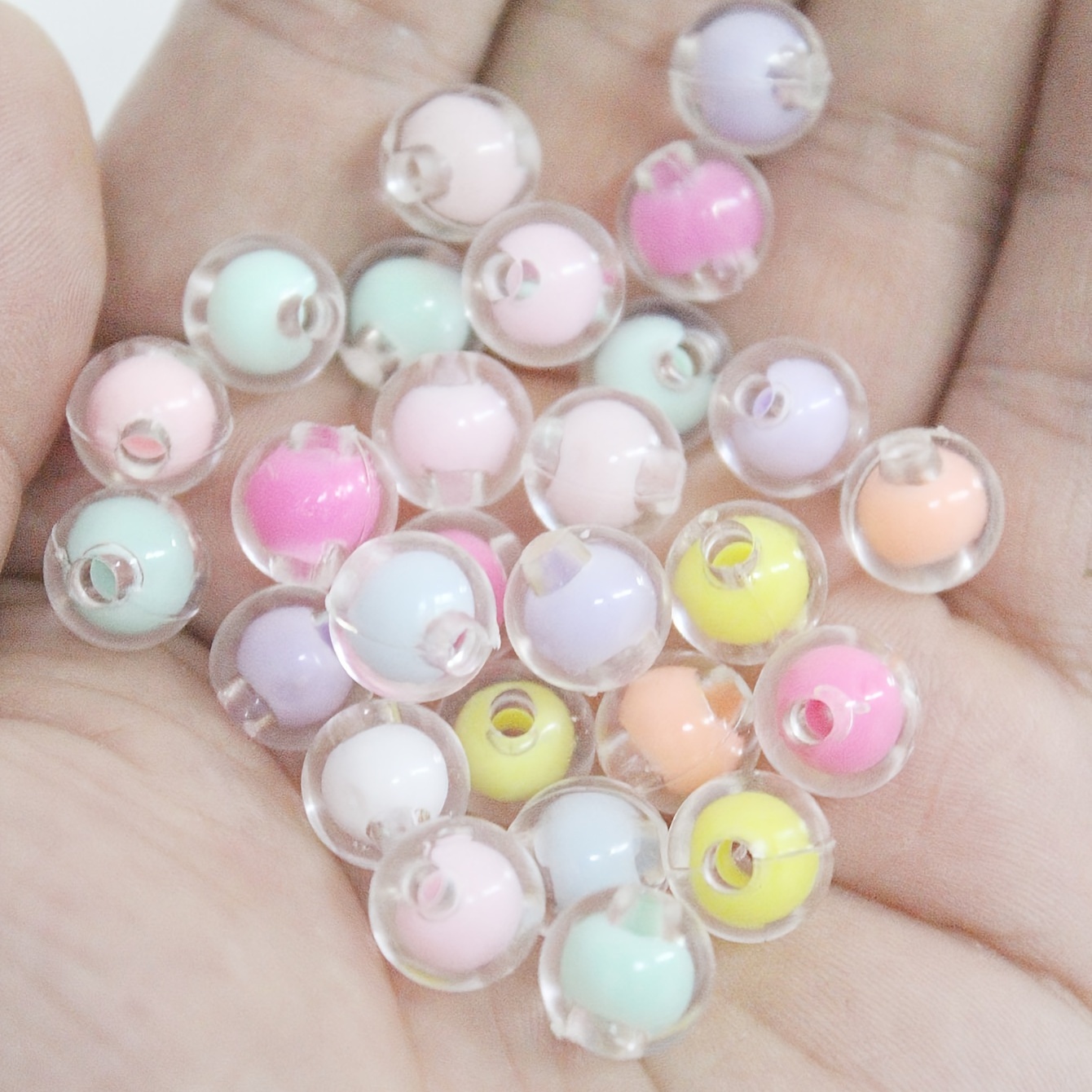 100pcs 8mm Acrylic Candy Colors Round Beads Mix Pastel Color Plastic Beads  Cute Transparent Beads For Bracelets Jewelry Making