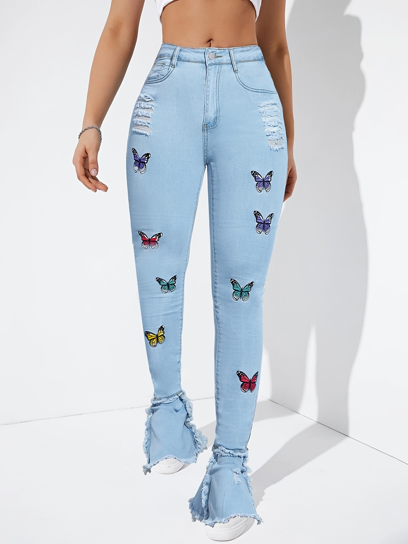 Butterfly Patched Flare Jeans