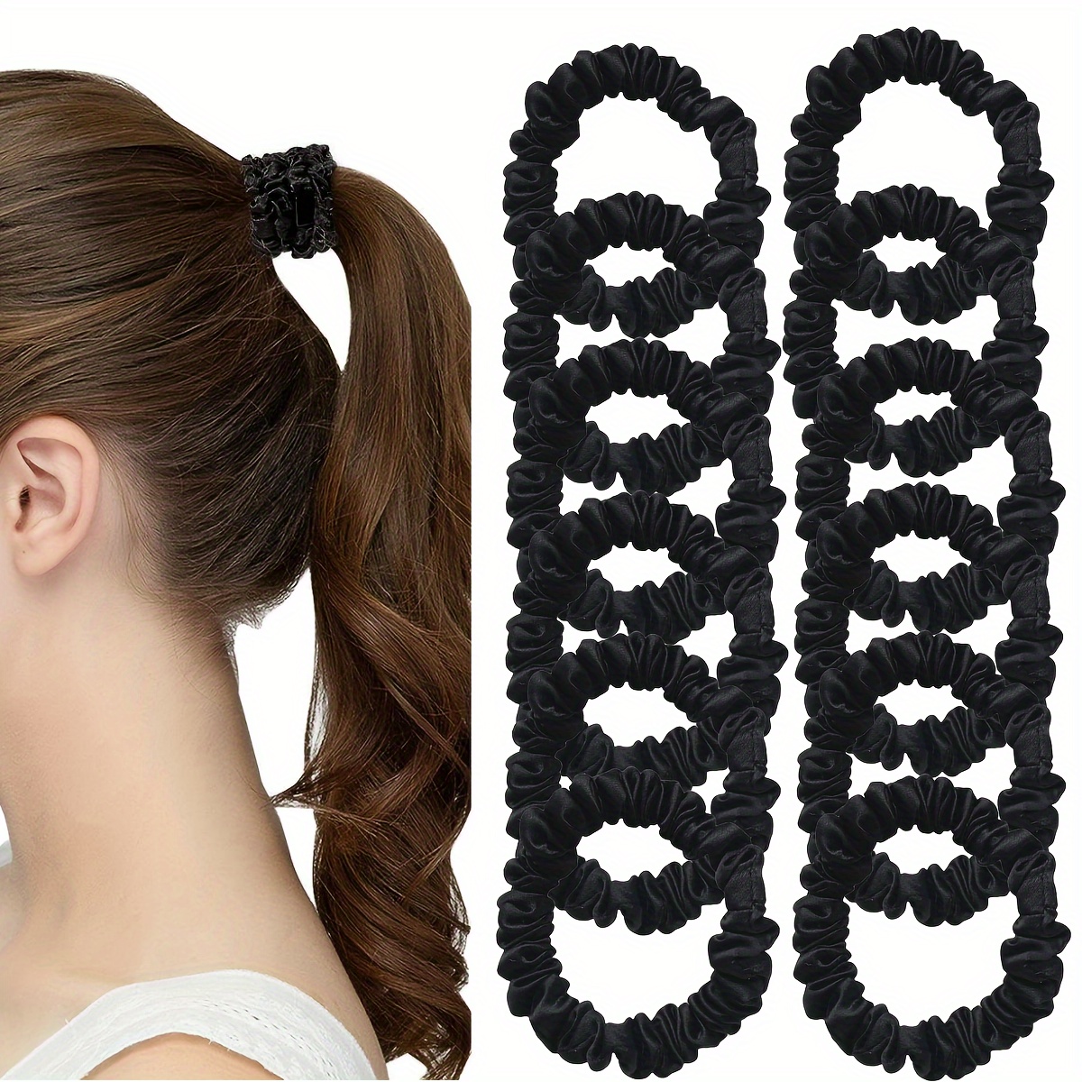 

12pcs Satin Hair Tie Large Scrunchie Silky Hair Rope Ponytail Holder Hair Accessories