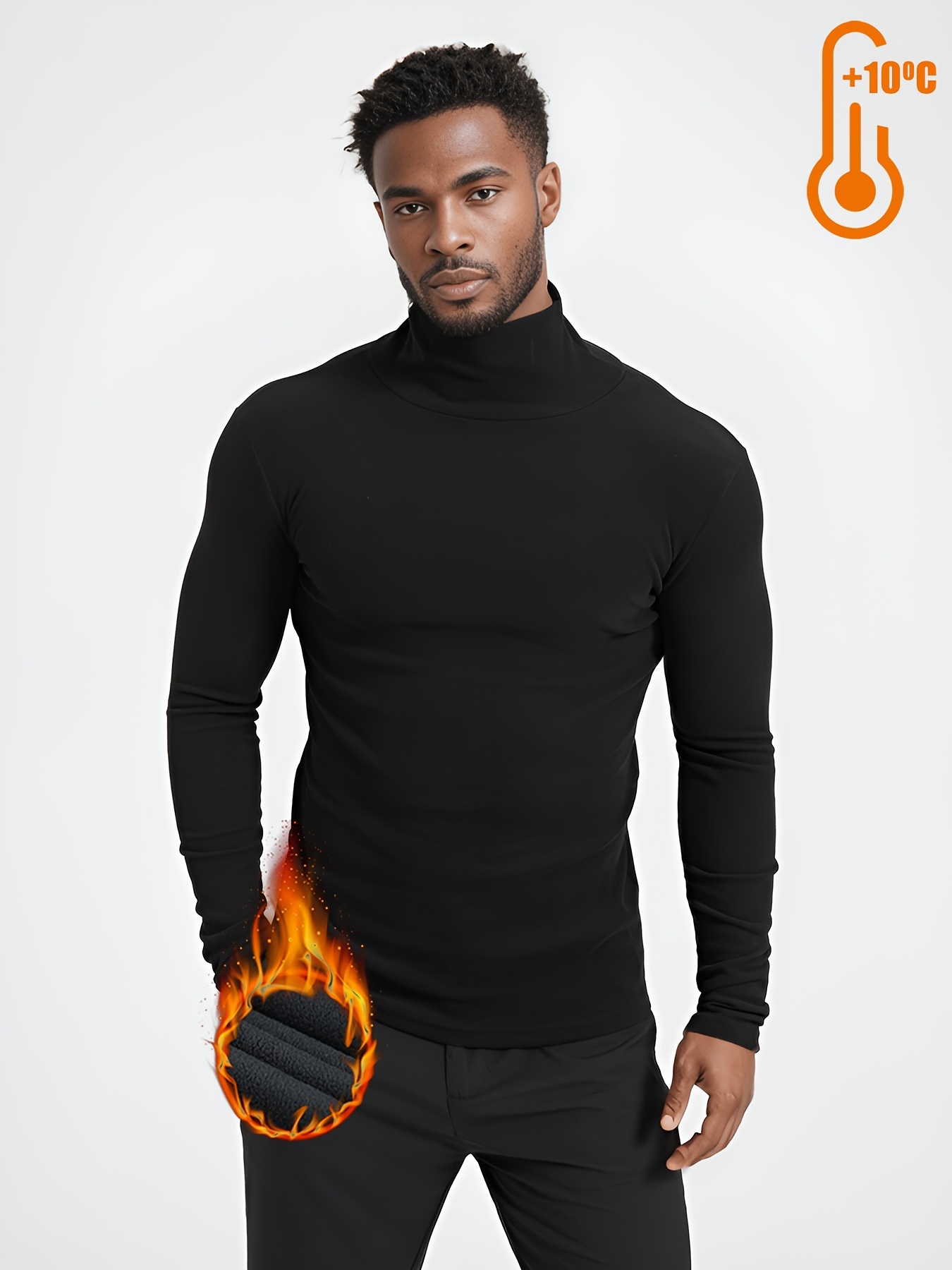 Men's Thermal Turtle Mock Neck Shirts, Long Sleeve Compression Shirts  Fleece Lined Undershirt Base Layer Tops