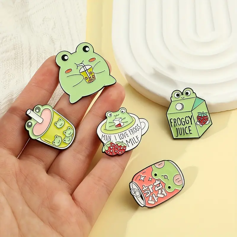 Cute Frog Enamel Pin Fun And Creative Soda Bottle Design For - Temu