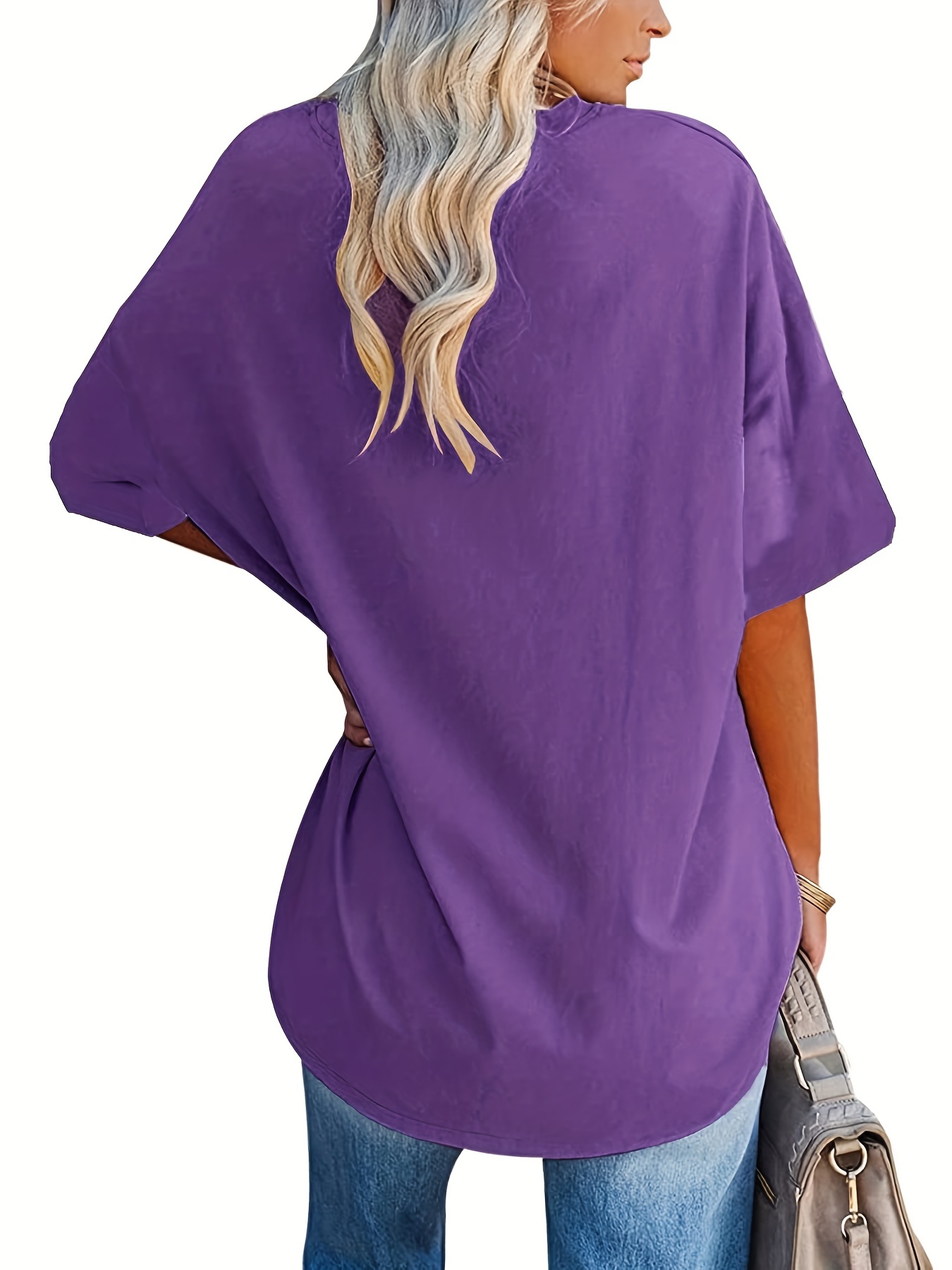 Plus Size Basic T-shirt, Women's Plus Plain Short Sleeve Round Neck Medium Stretch T-shirt