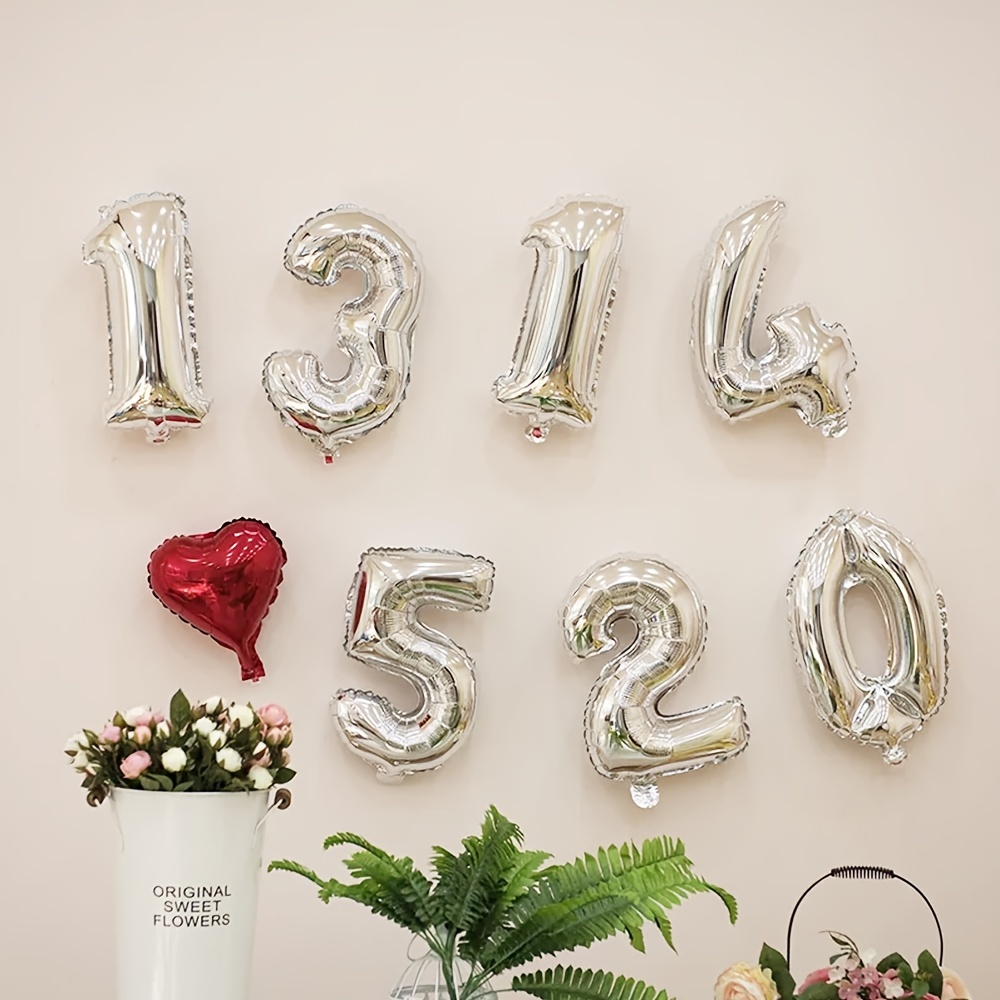 Paquete de globos de letras del alfabeto y números de 16 pulgadas, pancarta  de película de aluminio para colgar, globos de Mylar para decoración de