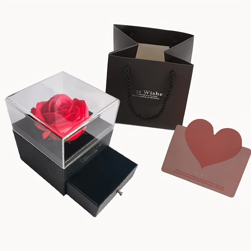 Preserved Real Roses Gift Jewerlry Box Real Eternal - Temu