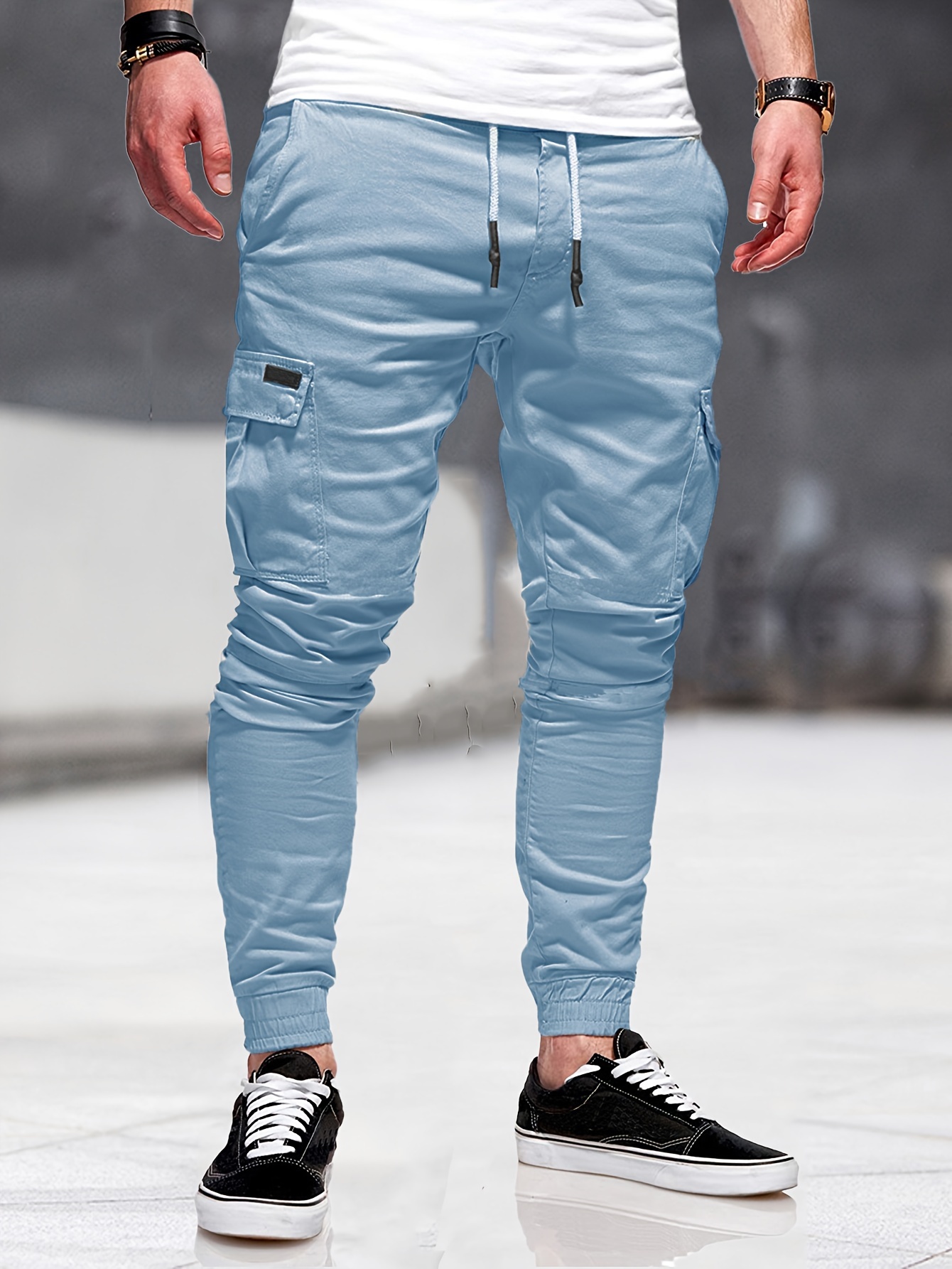 Solid Baggy Pants Multi Flap Pockets Men's Hipster Cargo - Temu
