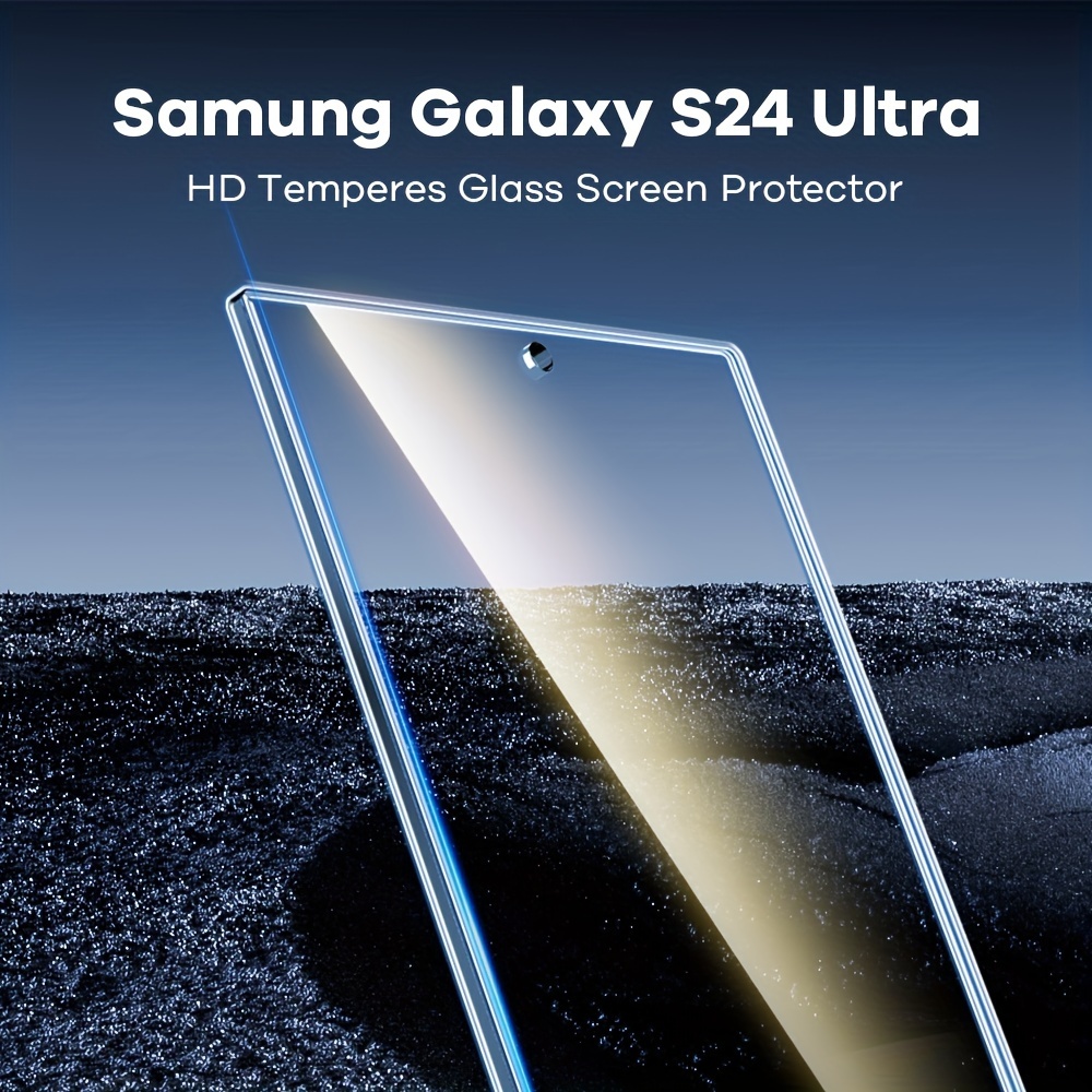 Ailun Protector de pantalla de vidrio para Galaxy S24 Ultra + 3 unidades +  paquete de 3 lentes de cámara de vidrio templado para desbloqueo de huellas