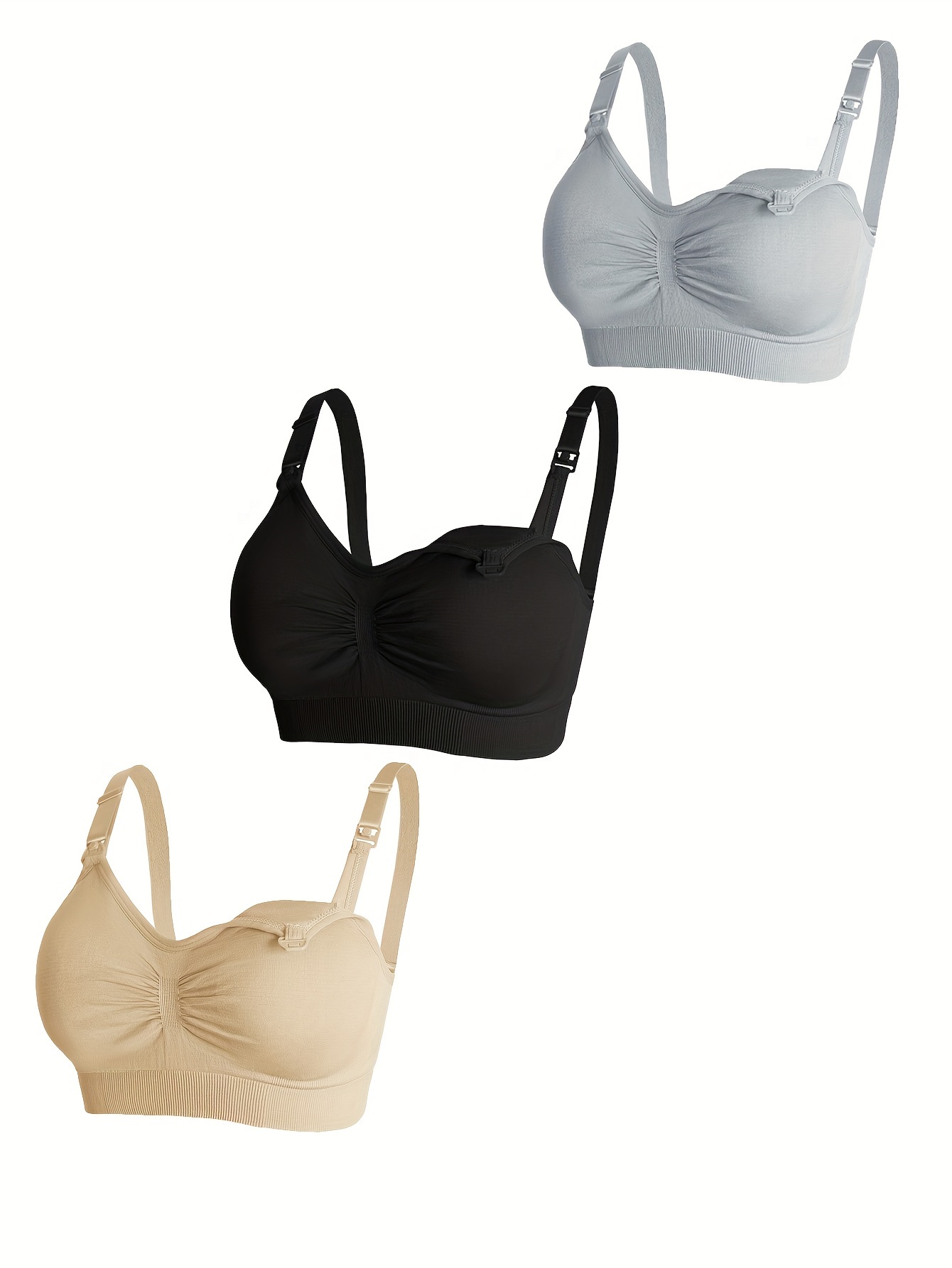Simple Solid Seamless Bra Comfy Breathable Wireless Push - Temu Canada
