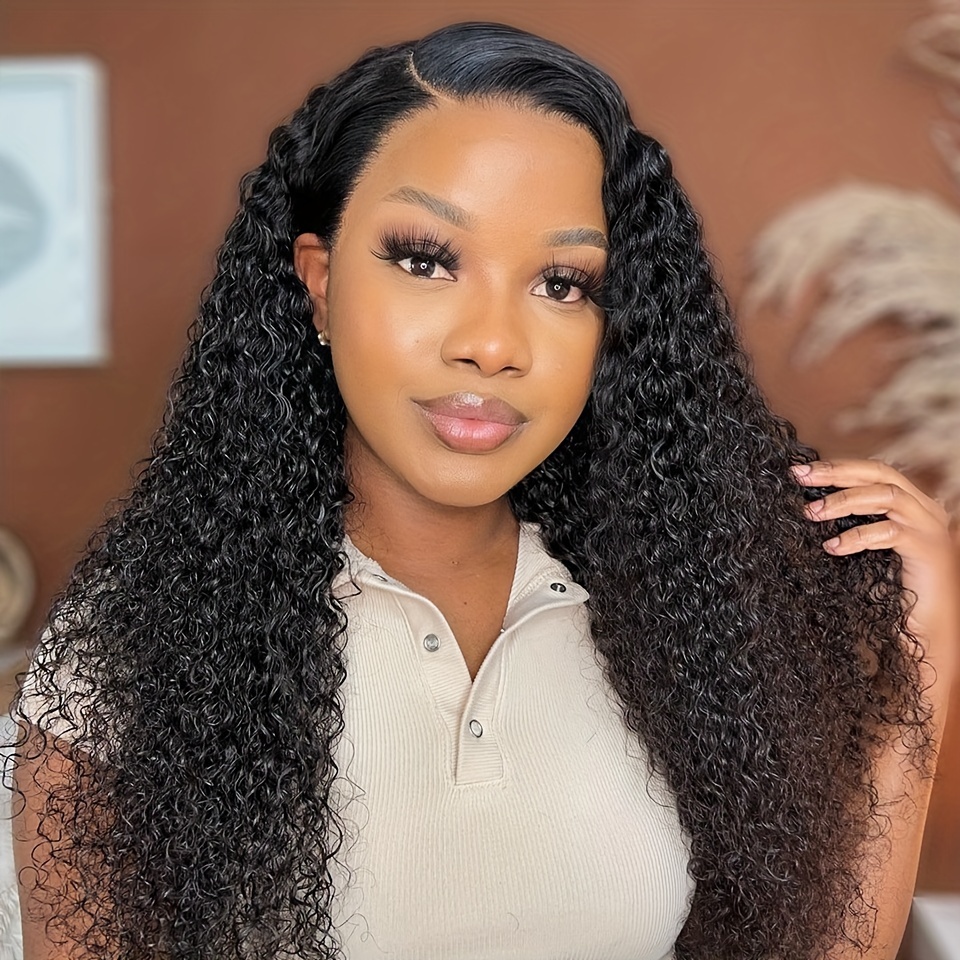 200% Density Curly Lace Front Human Hair Wigs Women Pre - Temu