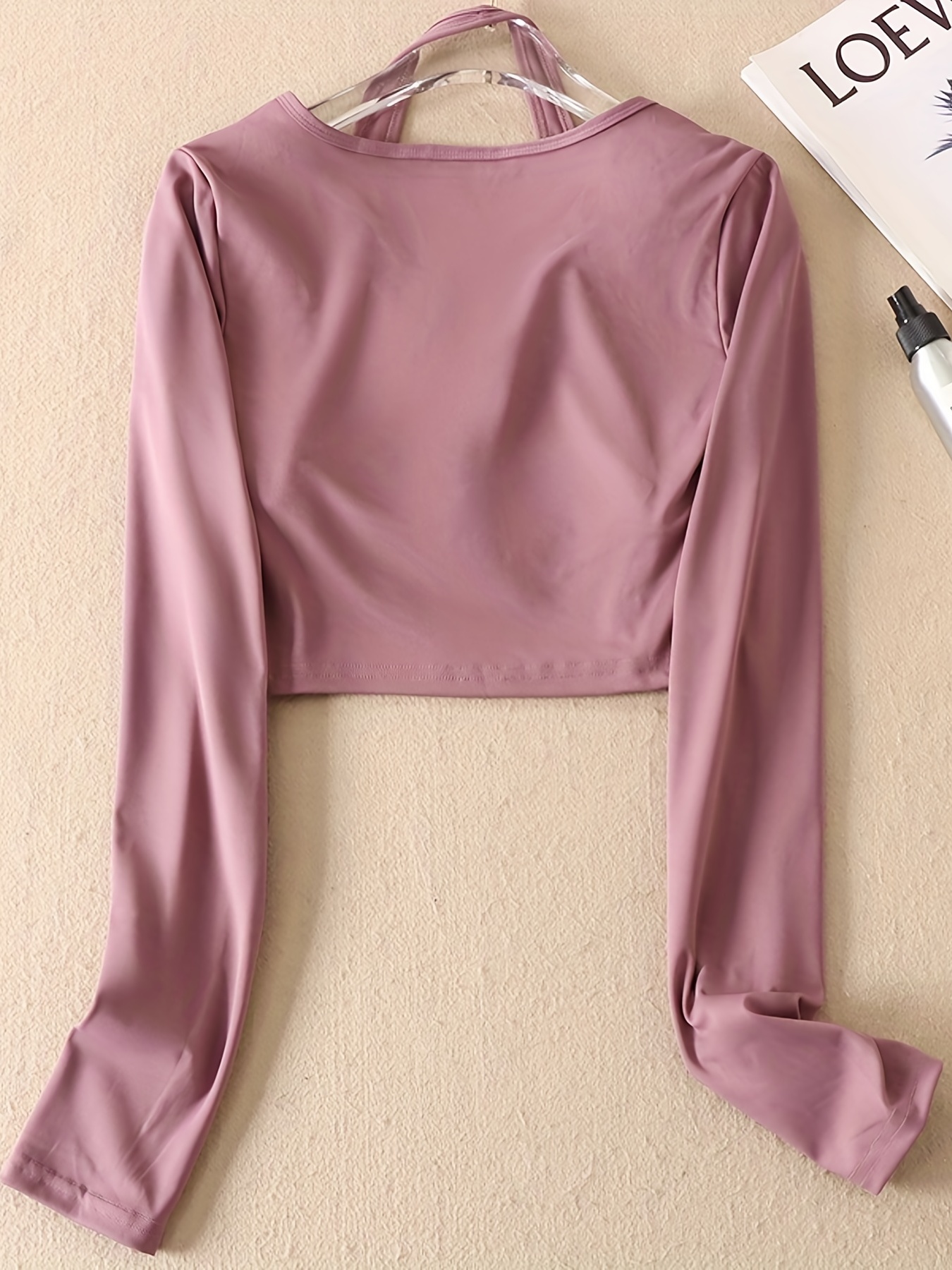  FYINGKE Nueva ropa de yoga para mujer, camiseta de manga larga  con almohadilla para el pecho, ropa ajustada para correr, camisa delgada  (color rosa, talla: L) : Ropa, Zapatos y Joyería