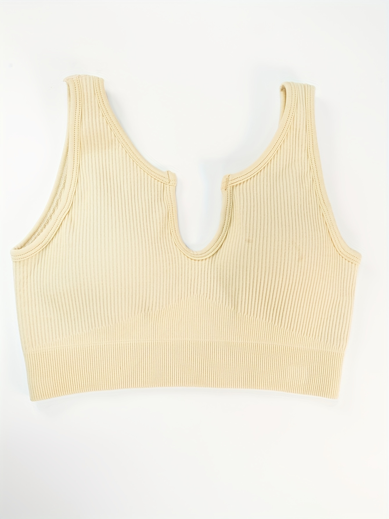 Ribbed V Neck Sports Bra