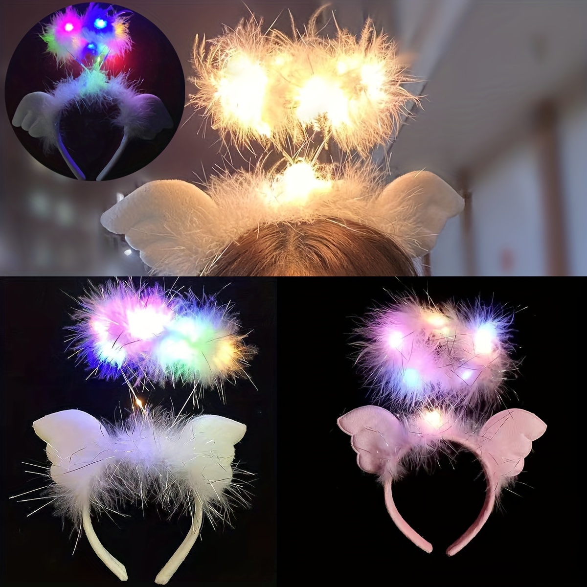 5 pièces LED plume lapin oreille bandeau lumineux lapin oreille
