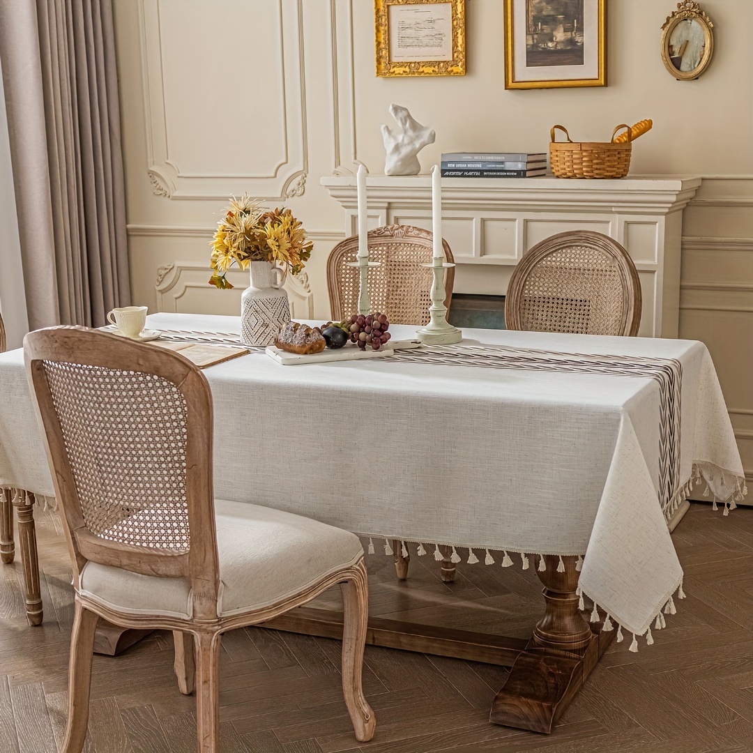 1 pièce Nappe beige Pur Couleur En Polyester Avec Haut De Gamme texture  Pour Bougie Dîners Ou Café tables, Mode en ligne