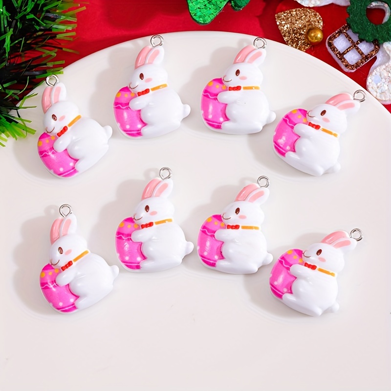 10pcs Easter Egg Charms Pendant Jewelry Making DIY Necklace Earring Rabbit  Bunny