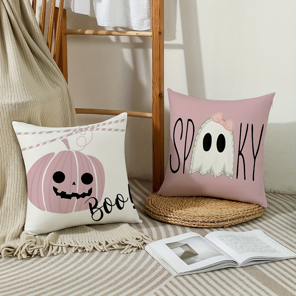 Halloween Pillow Cover Halloween BOO Pillow Pink Halloween 