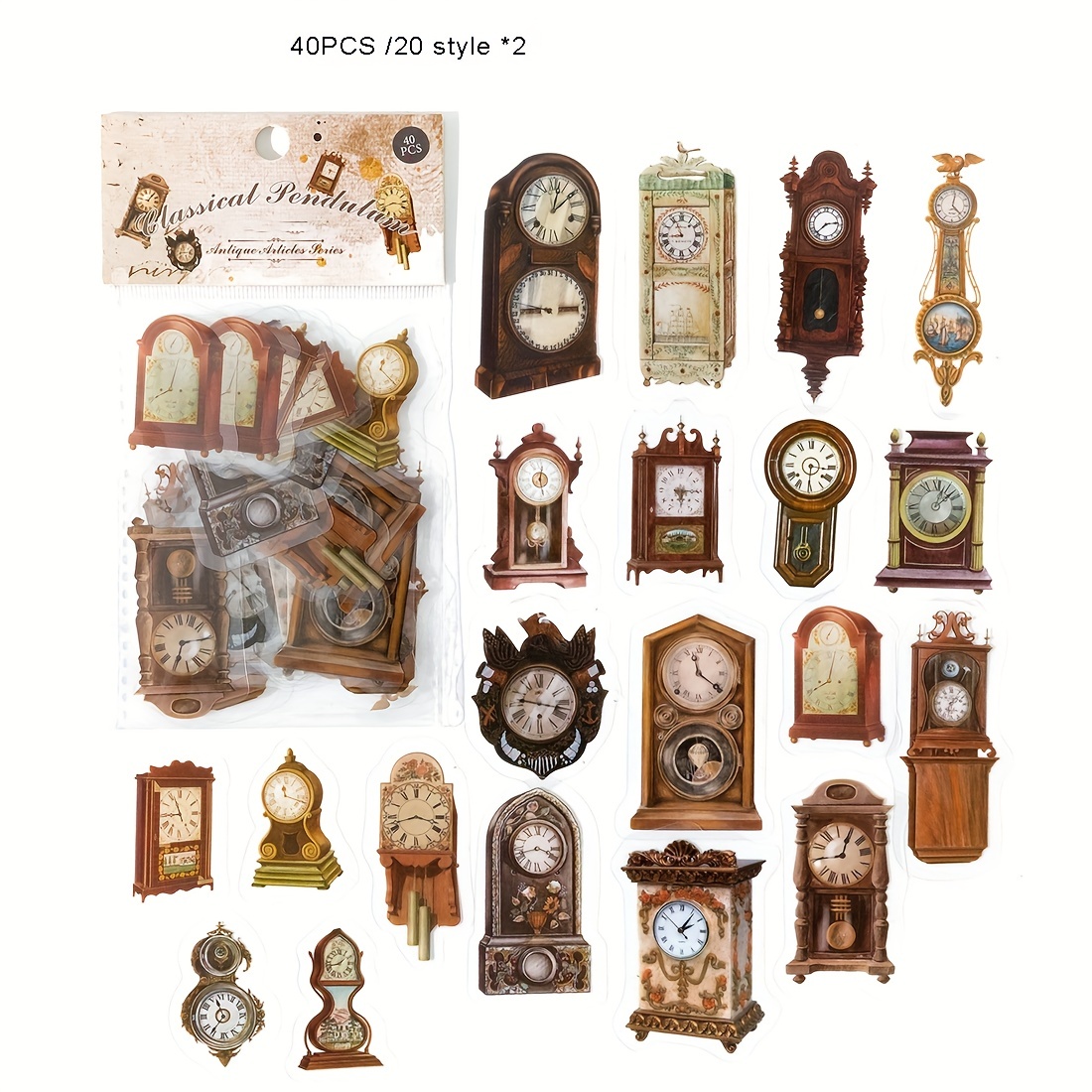 100Pcs Vintage Retro Old Times Aesthetic Stickers Scrapbook Bottle