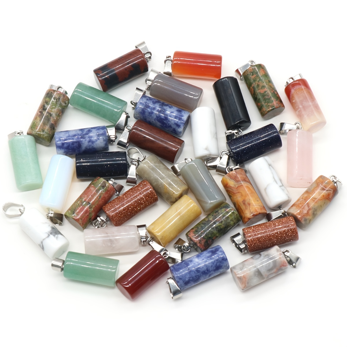 Wholesale Pack Of 6 Assorted Healing Crystal Donut Pendants - 40mm Circle Coin Stones For DIY Jewelry Making
