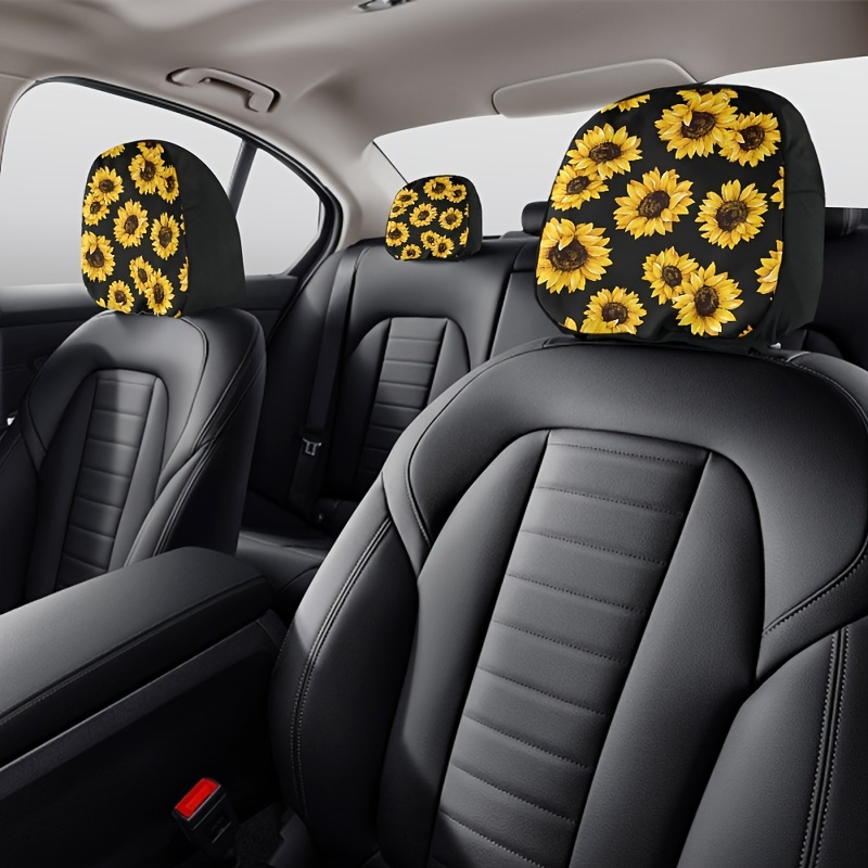 sunflower print black car seat cover durable auto Temu Philippines