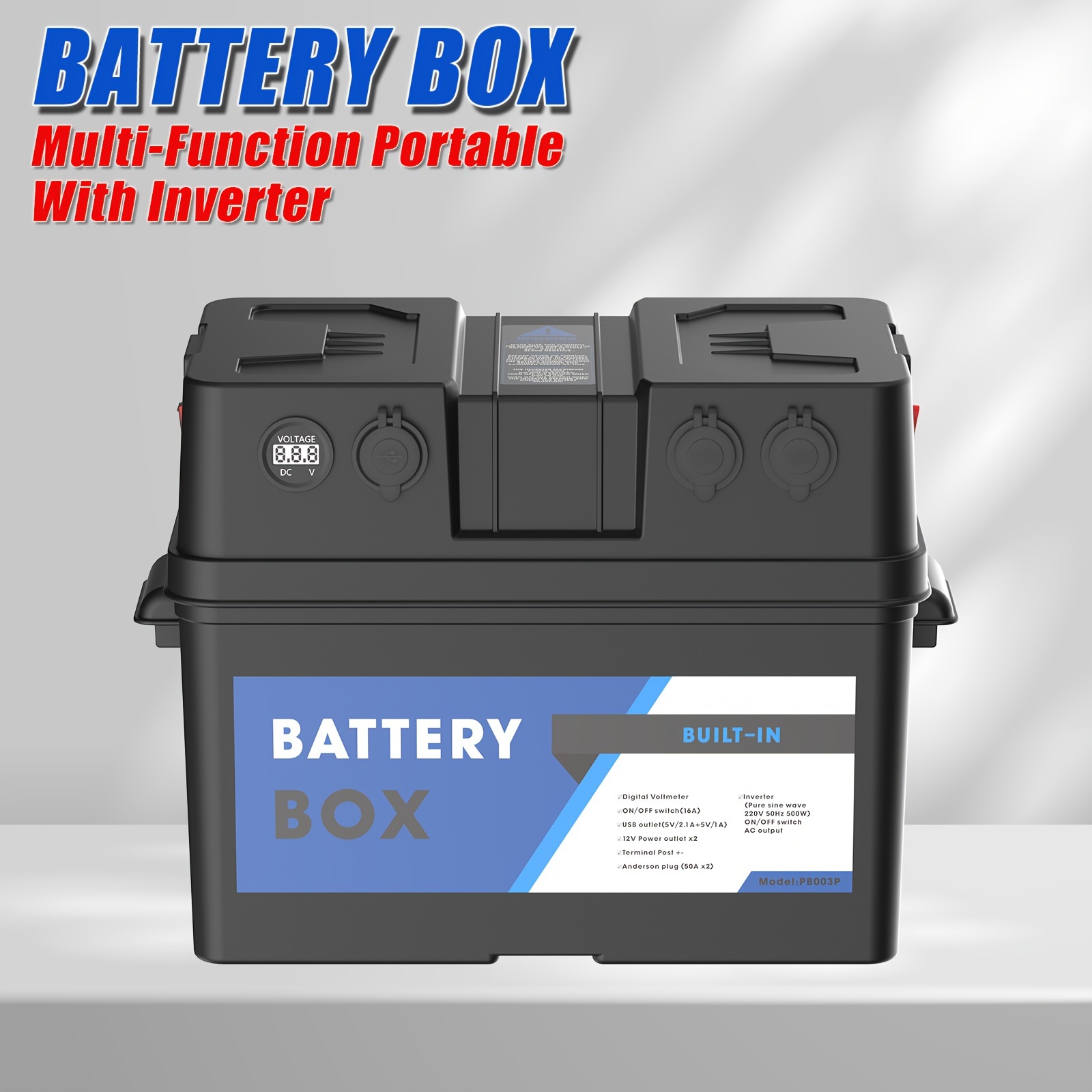 Multifunctional Battery Box Outdoor Portable Smart Battery Box Energy  Storage Power Supply 12V Output With 500W Inverter (Battery Not Included)