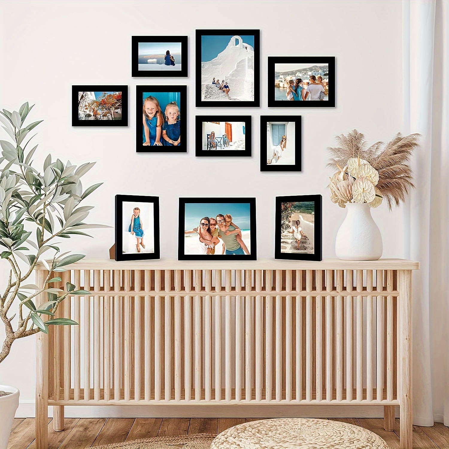 10pcs American Flat Black Picture Frame Collage Wall Trim - Gallery Wall  Frame Set With Two 8x10, Four 5x7, And Four 4x6 Frames, Hanging Hardware And